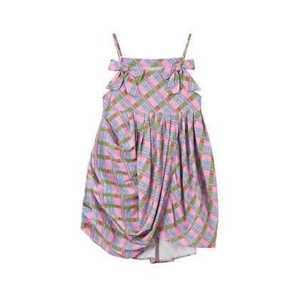 Tntntutu - Kawaii Pink Plaid Bow Strap Dress dress tntntutu