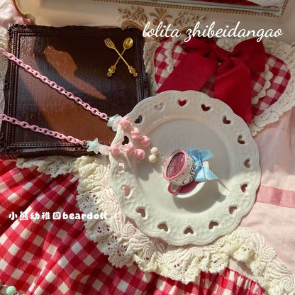 Bear Doll - Coffee Beaded Kawaii Necklace necklace Bear Doll Blue Pink Coffee Necklace
