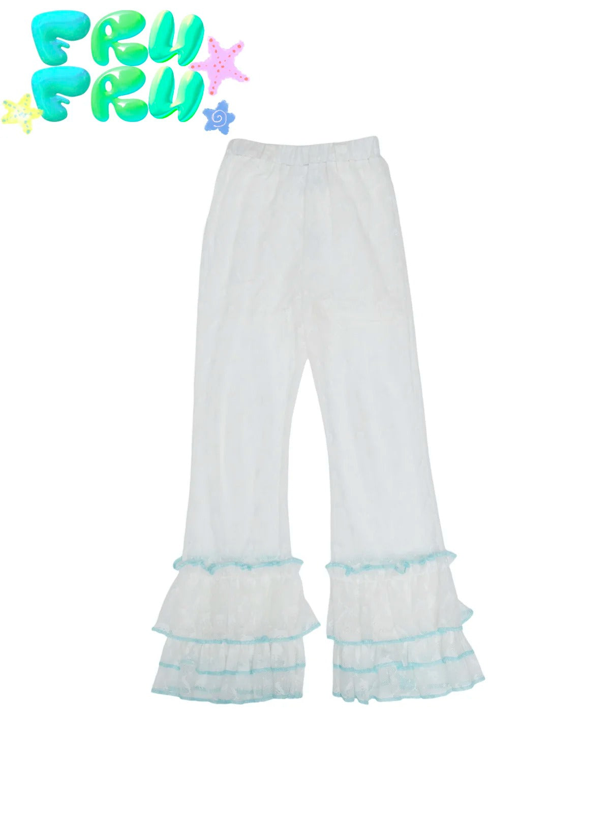 frufru - Dolphin Lace Patchwork Flared Pants pants frufru S