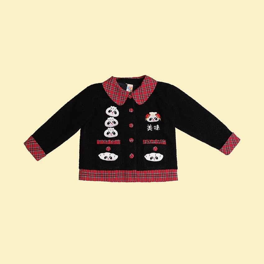 NIKKOU - Embroidered Bouclé Jacket with Peter Pan Collar jacket Nikkou home Black S