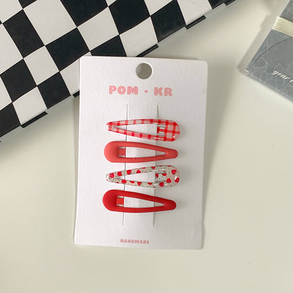 Candy Plaid Floral Resin Waterdrop BB Clips – Cute Kawaii Decora Hair Accessories hair clip candy Red Tones