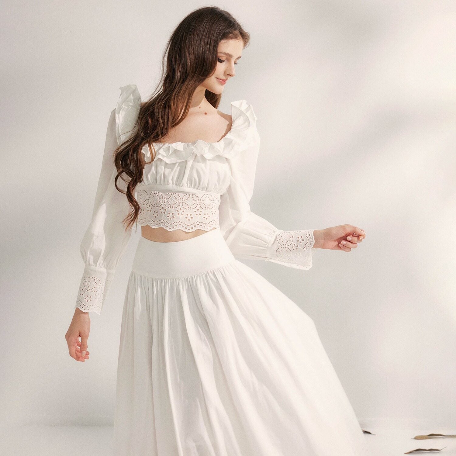 YZZI HE - Lily of the Valley Embroidered Two-Piece Set set YZZI HE
