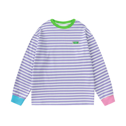 KURIOSITAET - Decora Kei Purple Striped Long Sleeve Tee shirt KURIOSITAET S