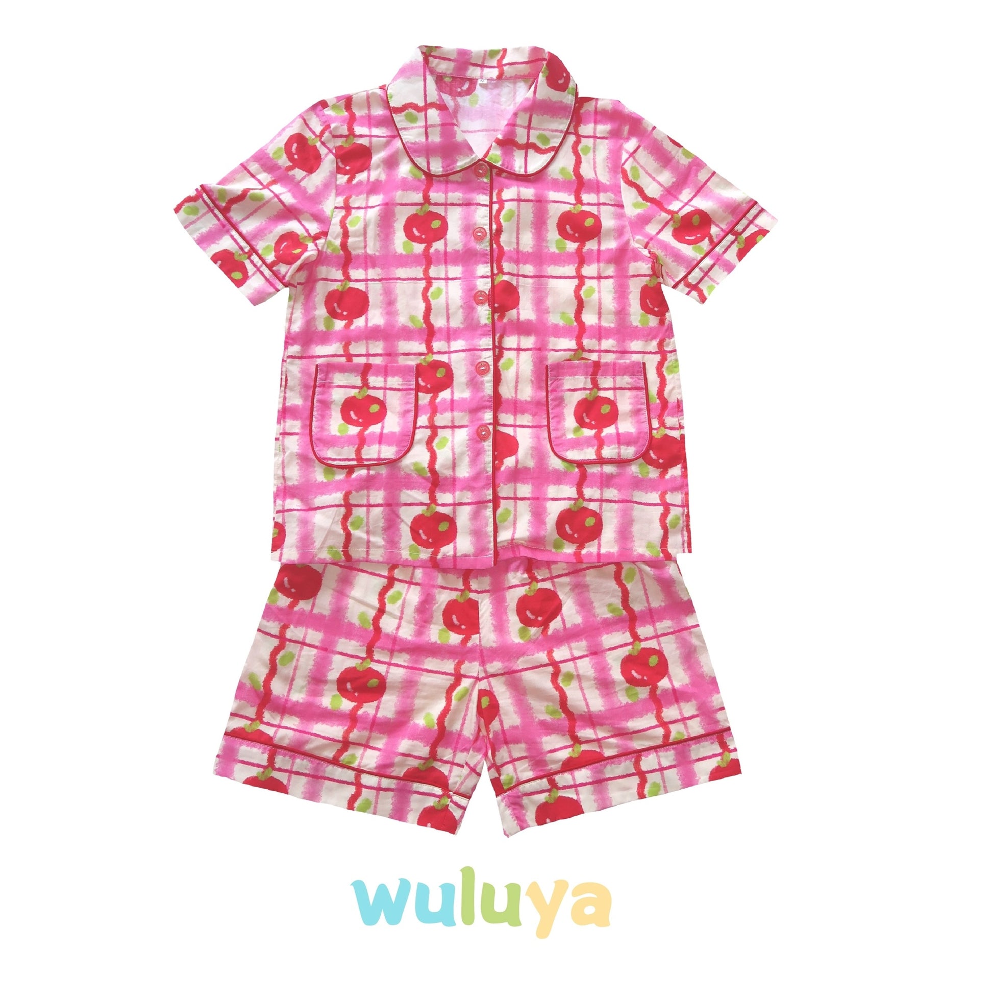 LULULULU - Handmade Apple Button Cotton Pajama Set pajama LULULULU M