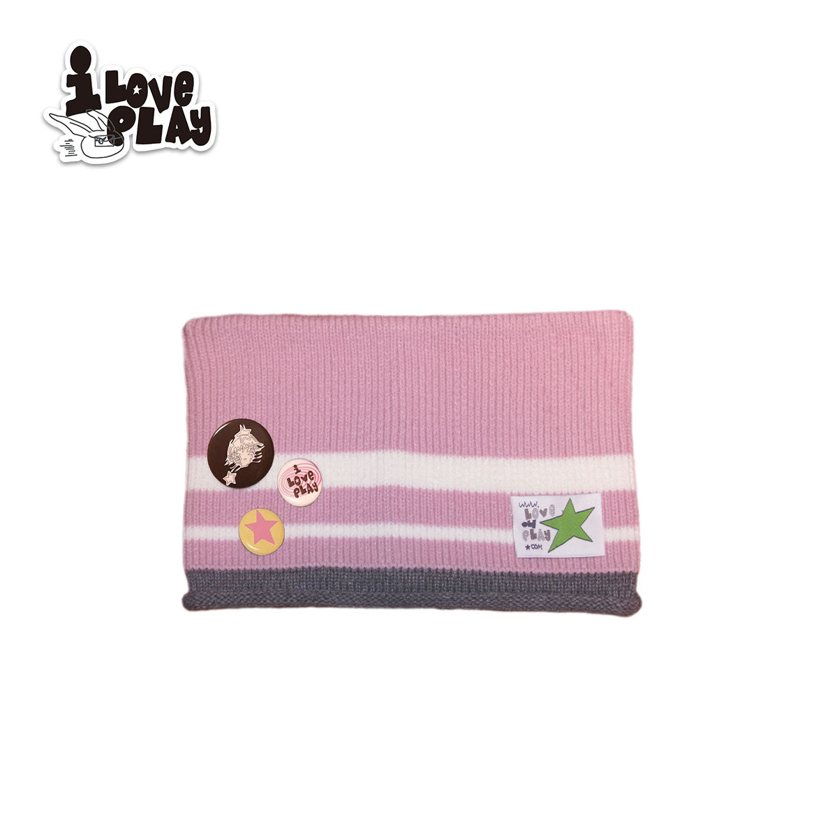 Loveplay - Y2K Knit Hat Striped Demon Horn Lucky Star hat loveplay Pink