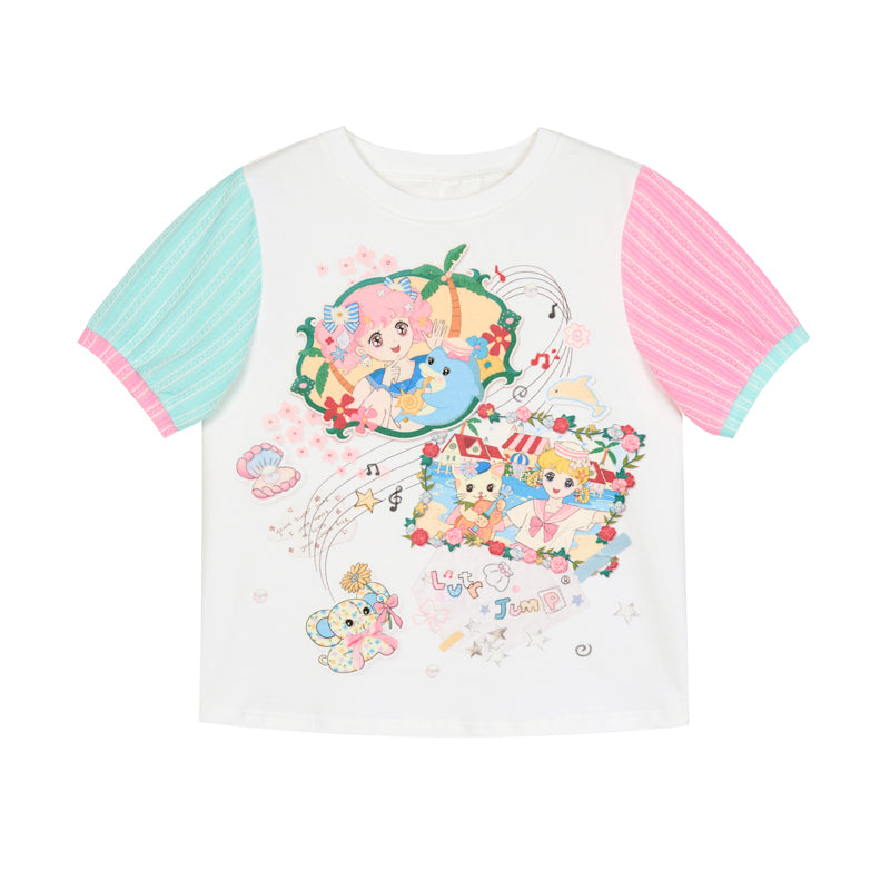 Lutra Jump T-shirt Photo Print T-shirt Knit Short Sleeve Loose-Fit Tee tshirt Lutra Jump
