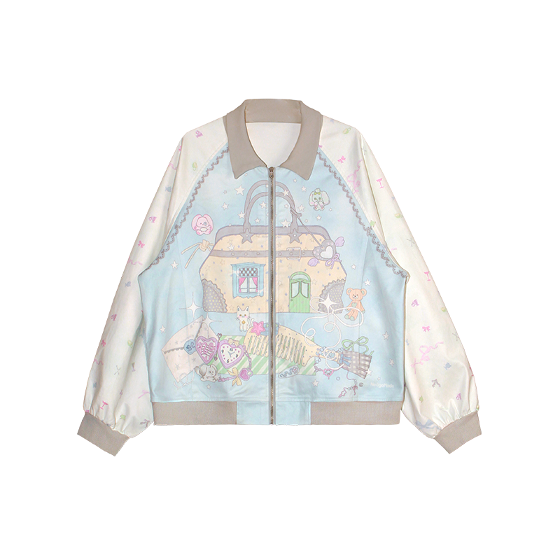 NeogoMade – Kawaii "Lily and her Dream House" Jacket Skirt Set set NeogoMade Blue Grey Jacket Only S