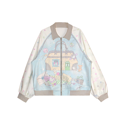 NeogoMade – Kawaii "Lily and her Dream House" Jacket Skirt Set set NeogoMade Blue Grey Jacket Only S