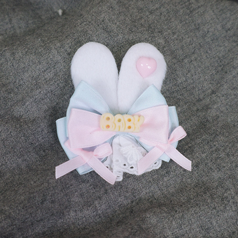 maojiang – Bunny Ear Bow Hair Clip hair clip maojiang Blue Pink