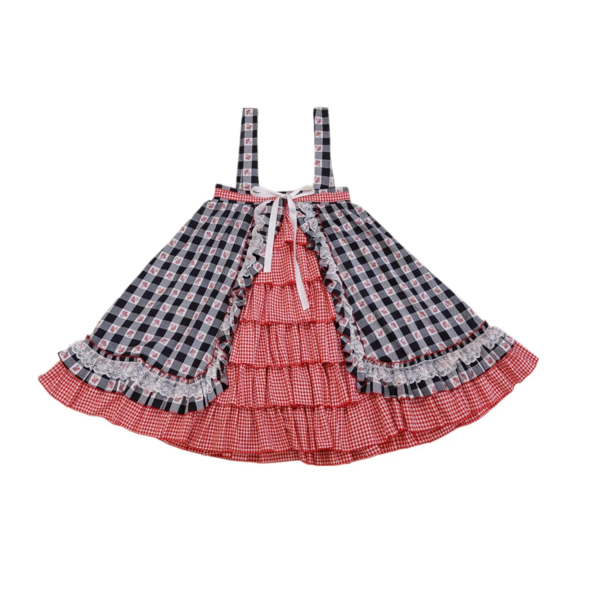 SemenCoicis - Vintage Doll Plaid Jacquard Lace Pinafore Dress dress SemenCoicis