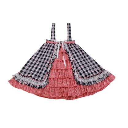SemenCoicis - Vintage Doll Plaid Jacquard Lace Pinafore Dress dress SemenCoicis