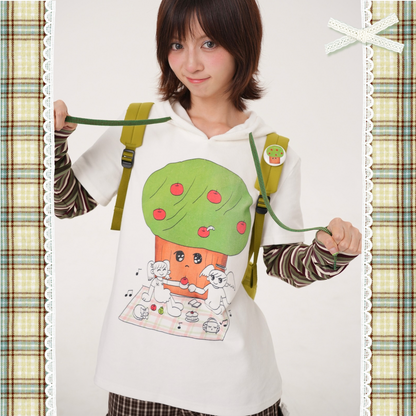 RabbitRain - Apple Picnic Faux-Layered Hooded Sweatshirt hoodie RabbitRain S