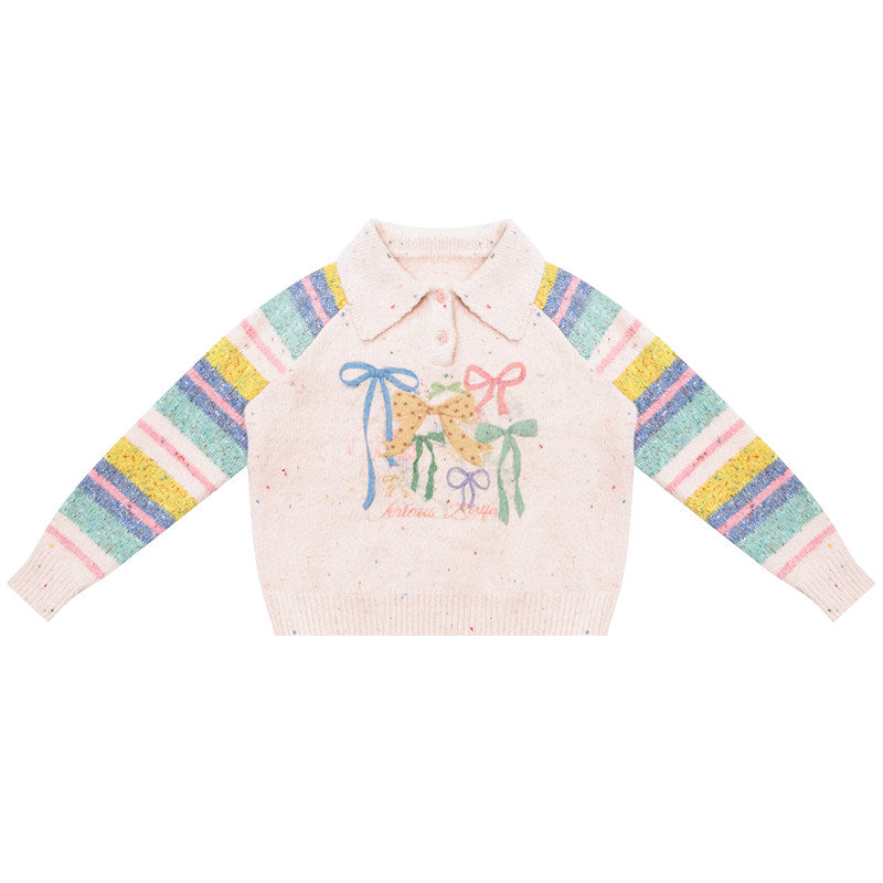 ziziFei - Girly Kei Rainbow Polo Knit Sweater sweater ziziFei S