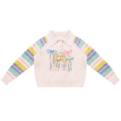 ziziFei - Girly Kei Rainbow Polo Knit Sweater sweater ziziFei S