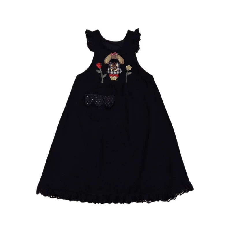 SemenCoicis - Vintage Corduroy Rabbit Embroidered Pinafore Dress dress SemenCoicis