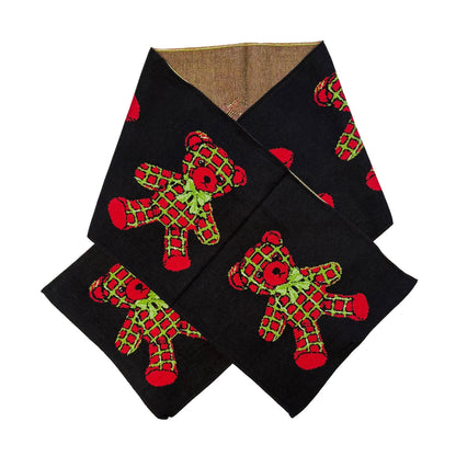 bunnybunnygun - Harajuku Christmas Bear Knit Skirt Scarf Set skirt bunnybunnygun Scarf