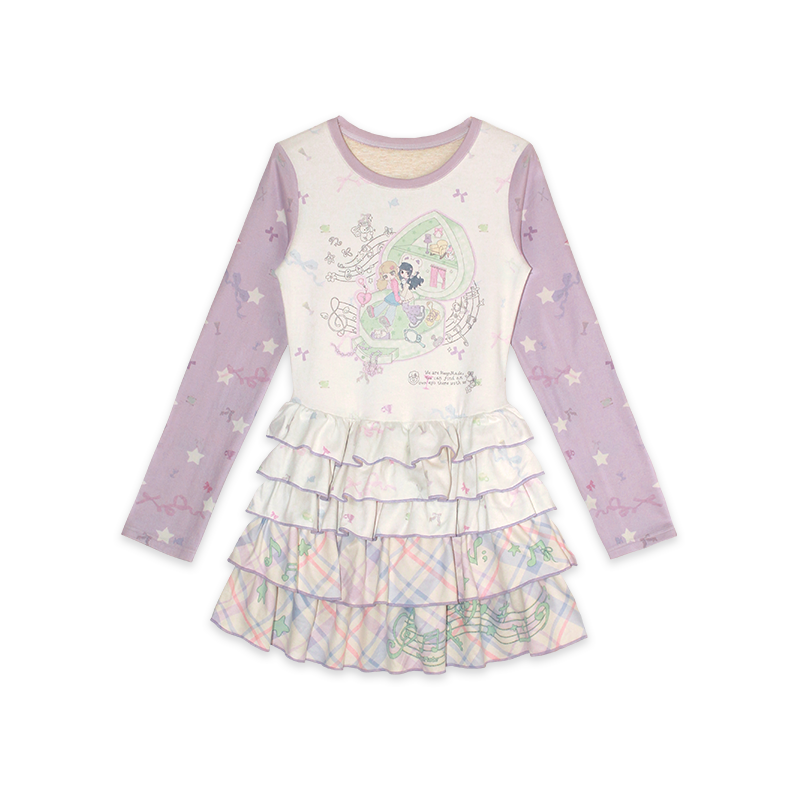 NeogoMade – Kawaii Star Print Ruffle Cake Dress dress NeogoMade Purple Green S