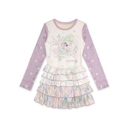 NeogoMade – Kawaii Star Print Ruffle Cake Dress dress NeogoMade Purple Green S