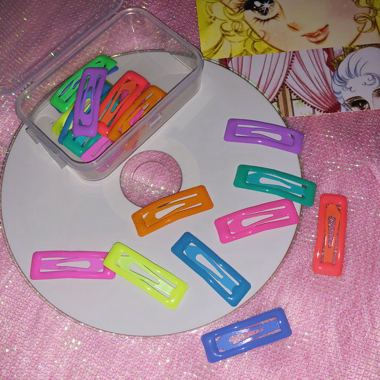 StrangeLab Retro Hair Clips | Baddie Glow-in-the-Dark Hair Clips | 10-Color Set Resin BB Clips hair clip strangelab rectangle