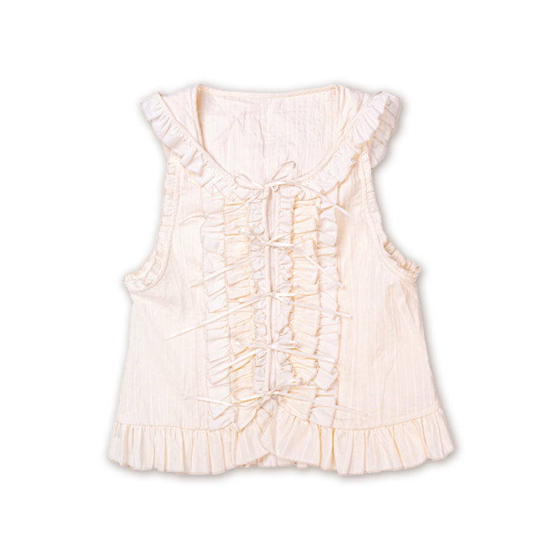 Meugler – Kawaii Ruffled Embroidered Floral Hooded Vest