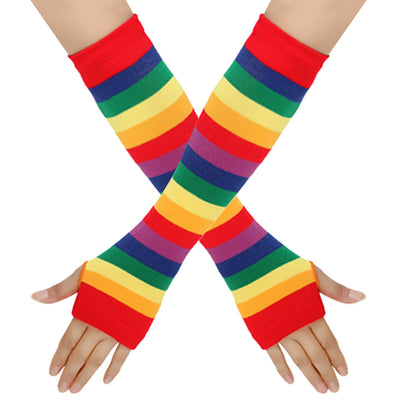 Decora Kei Rainbow Knit Arm Warmers Stretchy sleeves Land Decora 1