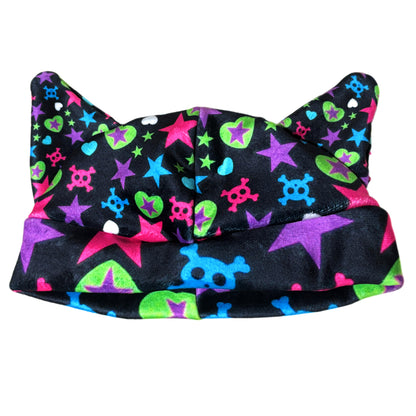 LEERROO - Decora Kei Punk Print Fleece Hat hat Leerroo Black