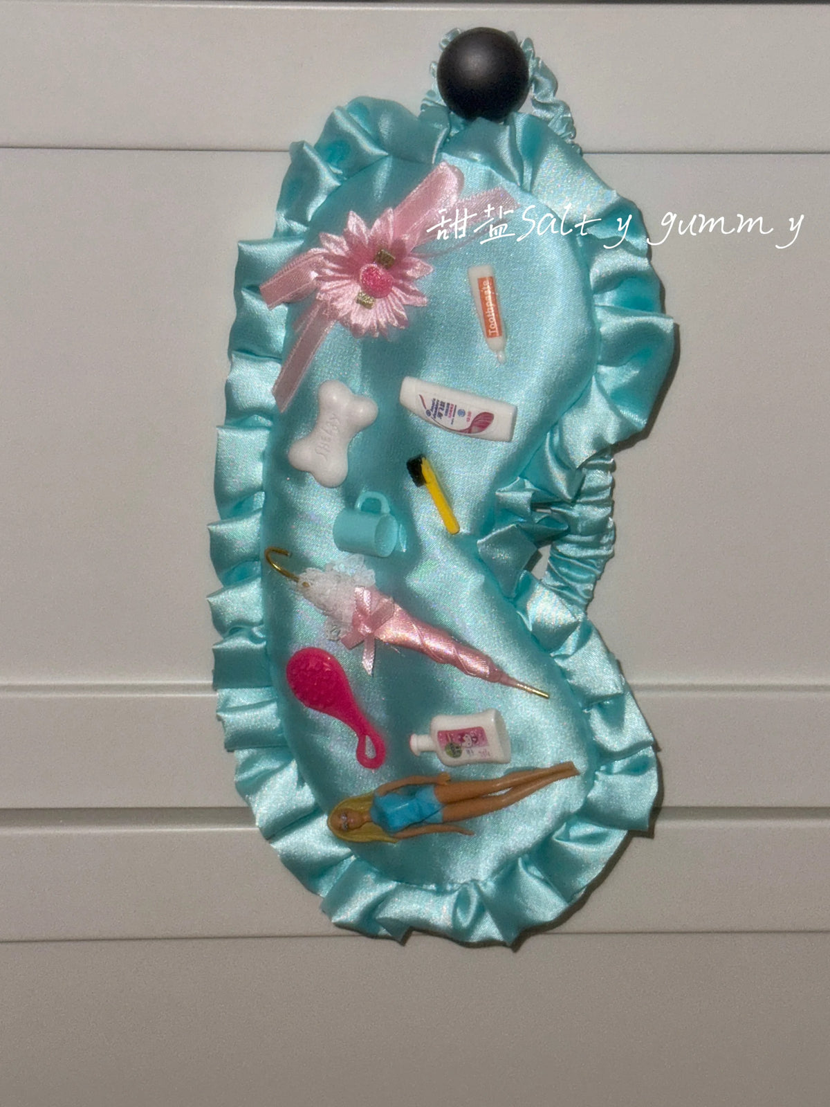 Salty Gummy - Y2K Barbie Satin Sleep Mask mask Salty Gummy Lake Blue