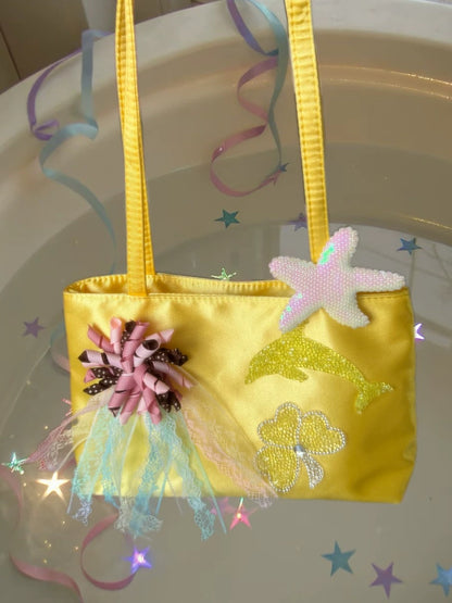 Salty Gummy - Y2K Satin Dolphin Shoulder Bag bag Salty Gummy Yellow