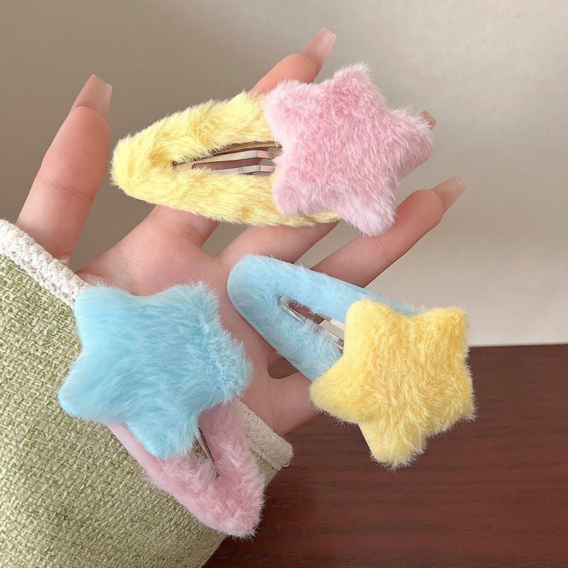 Cozy Star Fluffy Five-Point Hair Clips hair clip candy