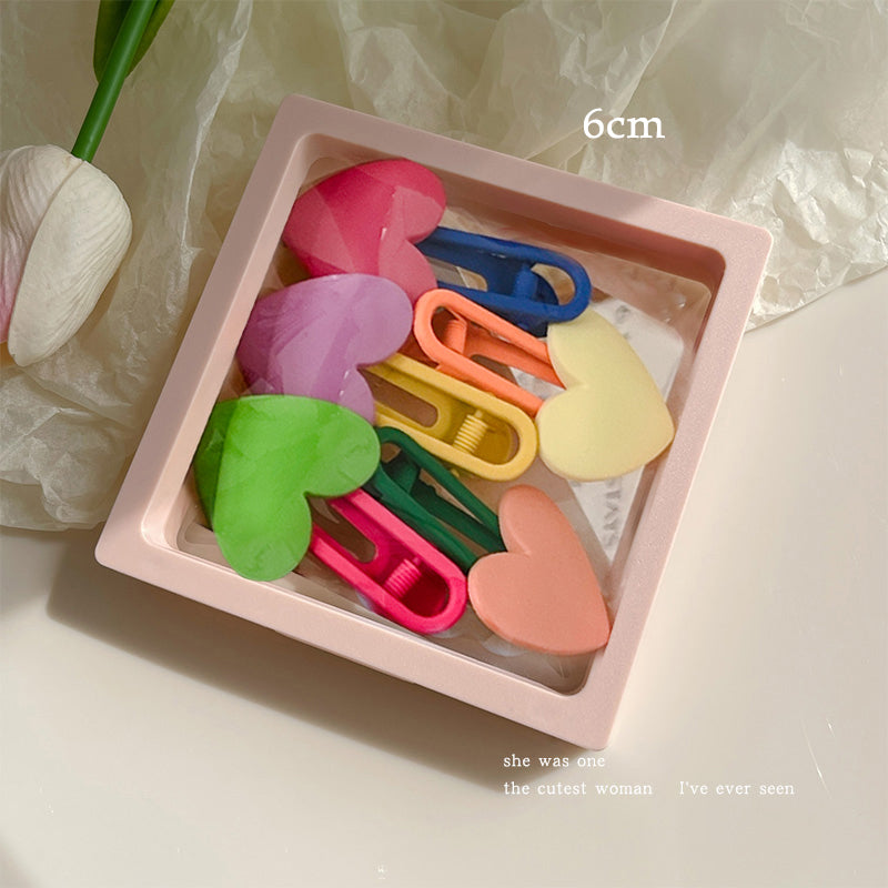 DuoFeiMao - Decora Kei Candy Color Resin Hair Clip Set hair clip duofeimao Large Heart 5pcs