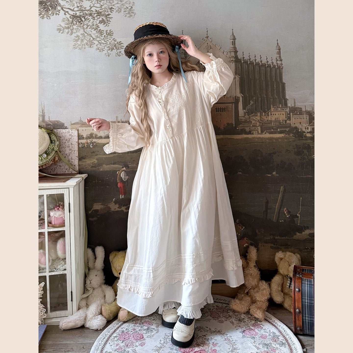 Labeau - Kawaii Retro Hanfu Style Long Sleeve Dress