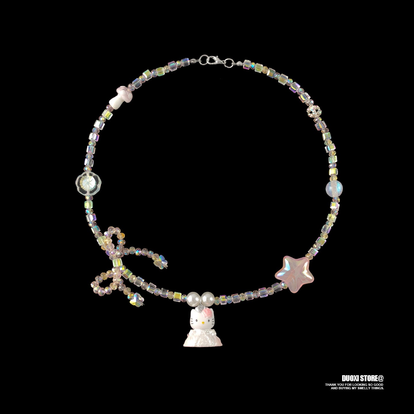 DuoXi - Kawaii Hello Kitty Couple Necklace Marry Me Resin Necklace necklace DuoXi White Dress Kitty Necklace