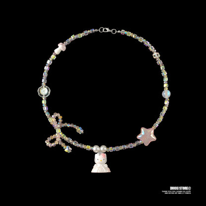 DuoXi - Kawaii Hello Kitty Couple Necklace Marry Me Resin Necklace necklace DuoXi White Dress Kitty Necklace