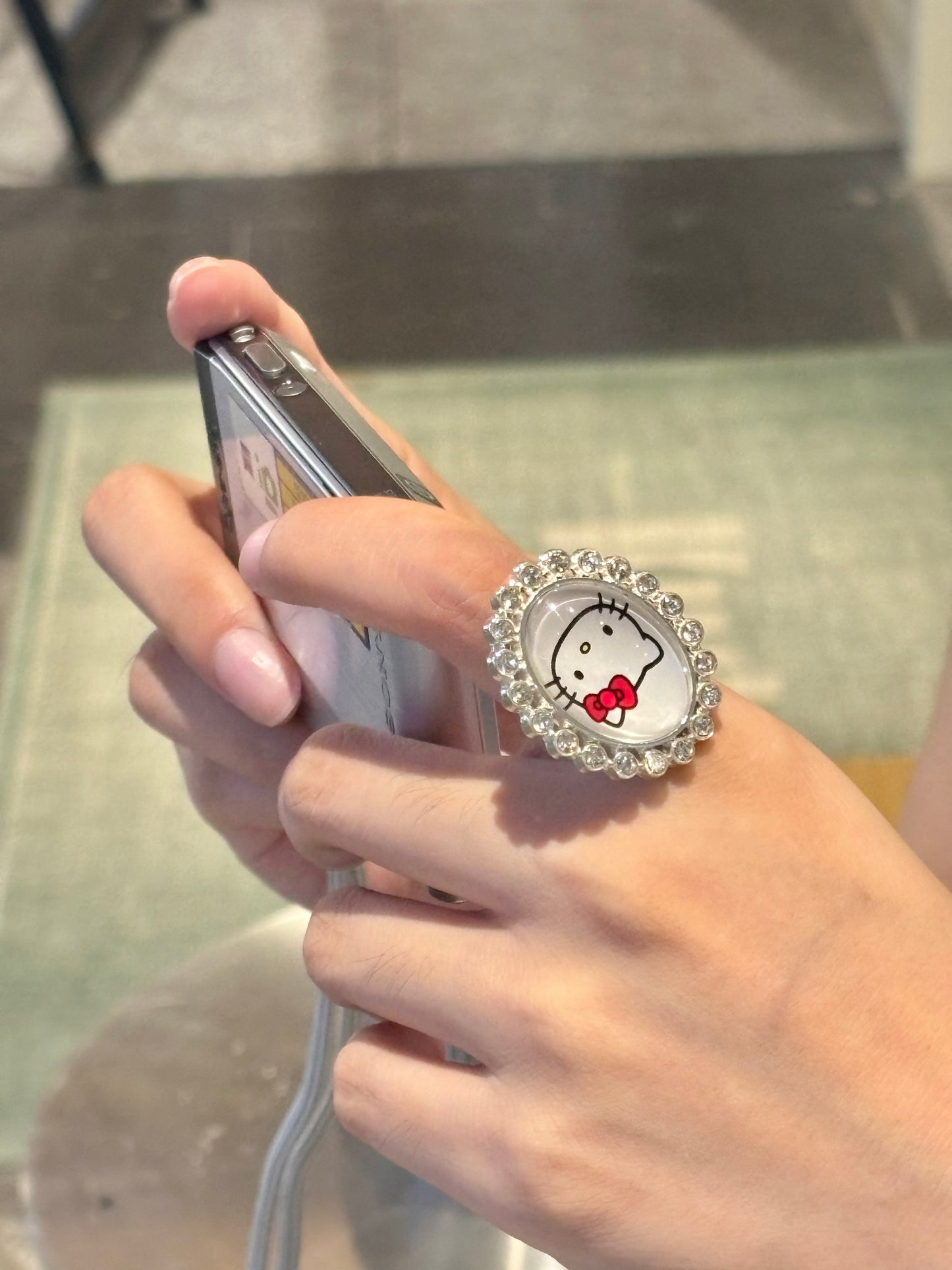 Salty Gummy - Y2K Kitty Rhinestone Ring Adjustable Cute Bling ring Salty Gummy Oval Kitty