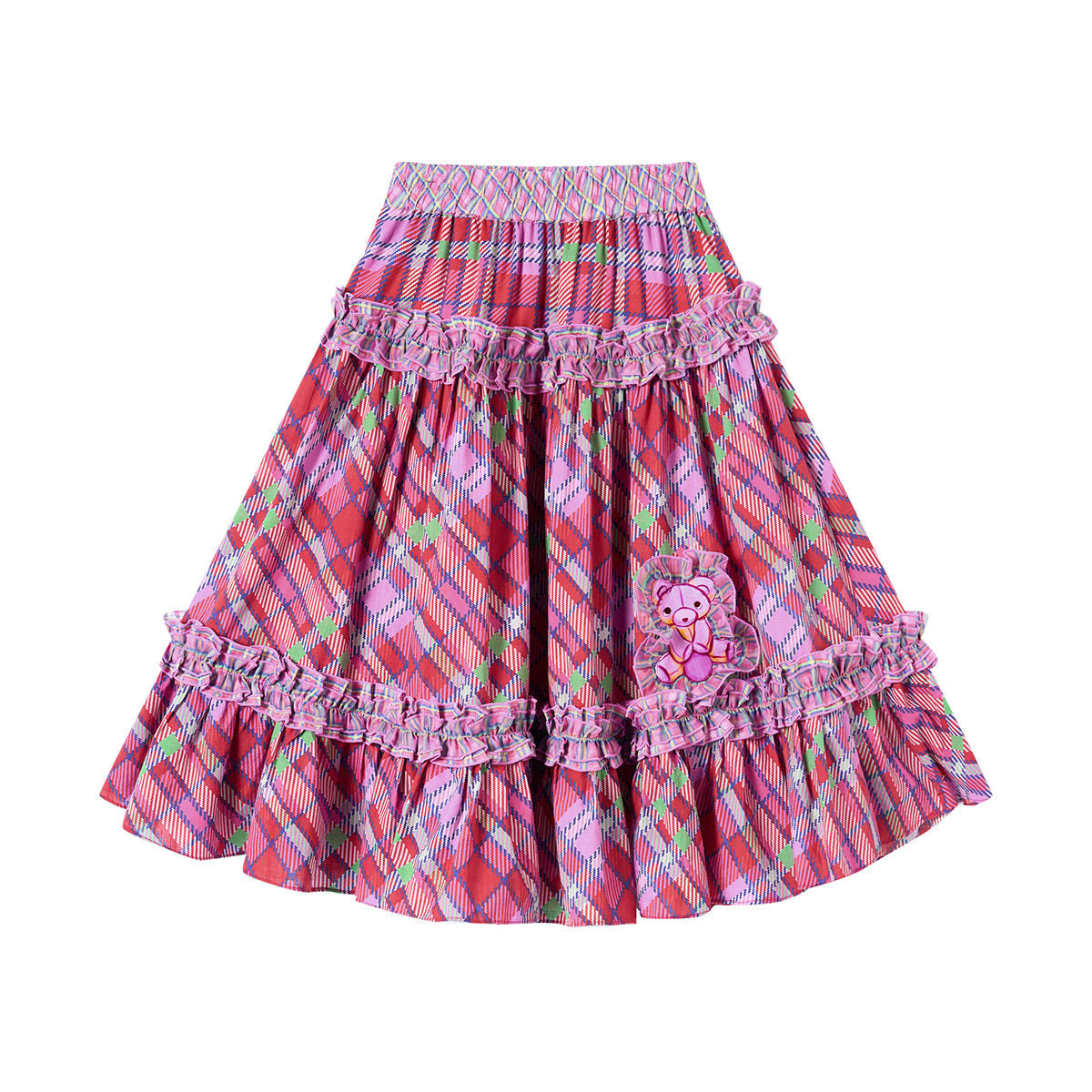 tntntutu - Pink Plaid Bear Hat Skirt Set set tntntutu Skirt S