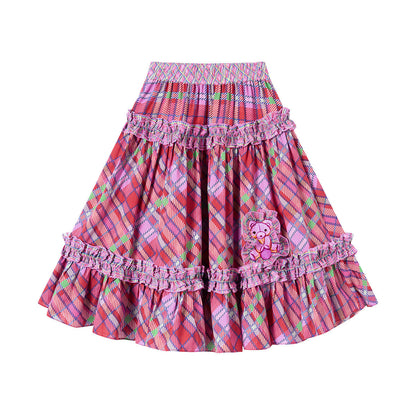 tntntutu - Pink Plaid Bear Hat Skirt Set set tntntutu Skirt S
