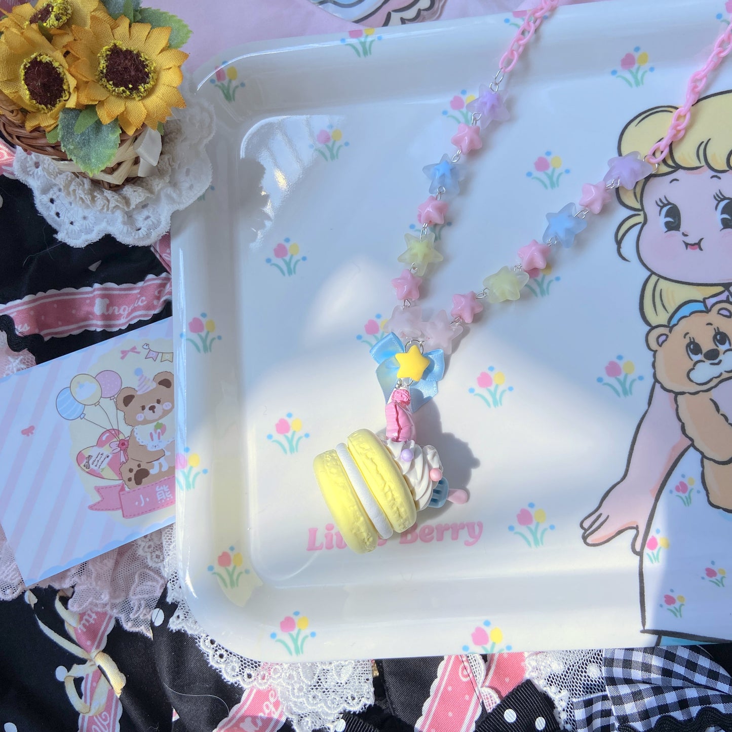 Bear Doll Kawaii Necklace | Macaron Sweet Dessert Necklace necklace Bear Doll Yellow