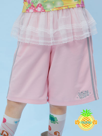 Frufru Lace-Trimmed Cotton Sports Shorts | Cute Girly Loungewear shorts frufru Pink S