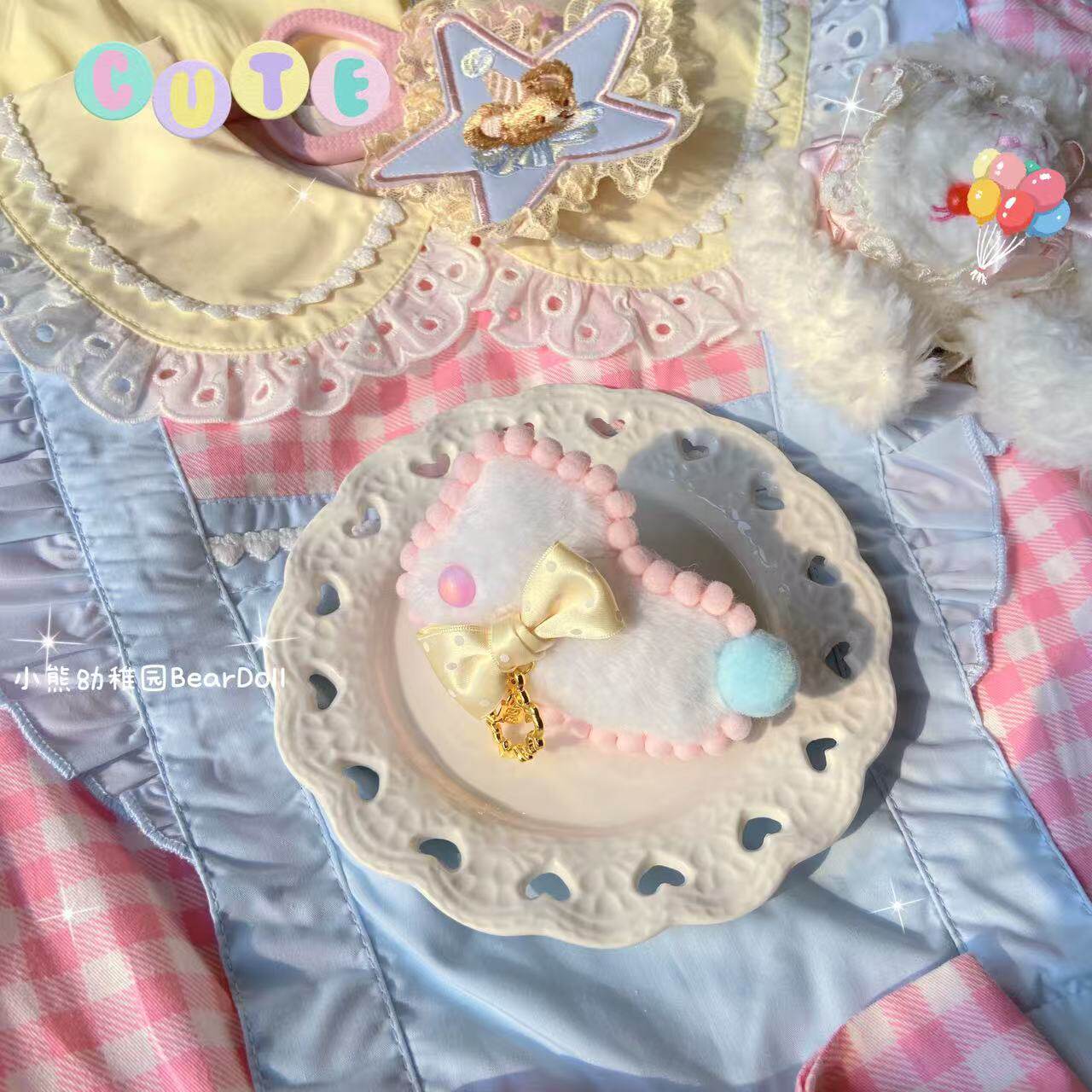 Bear Doll - Kawaii Fluffy Bunny Bow Hair Clip hair clip Bear Doll Yellow