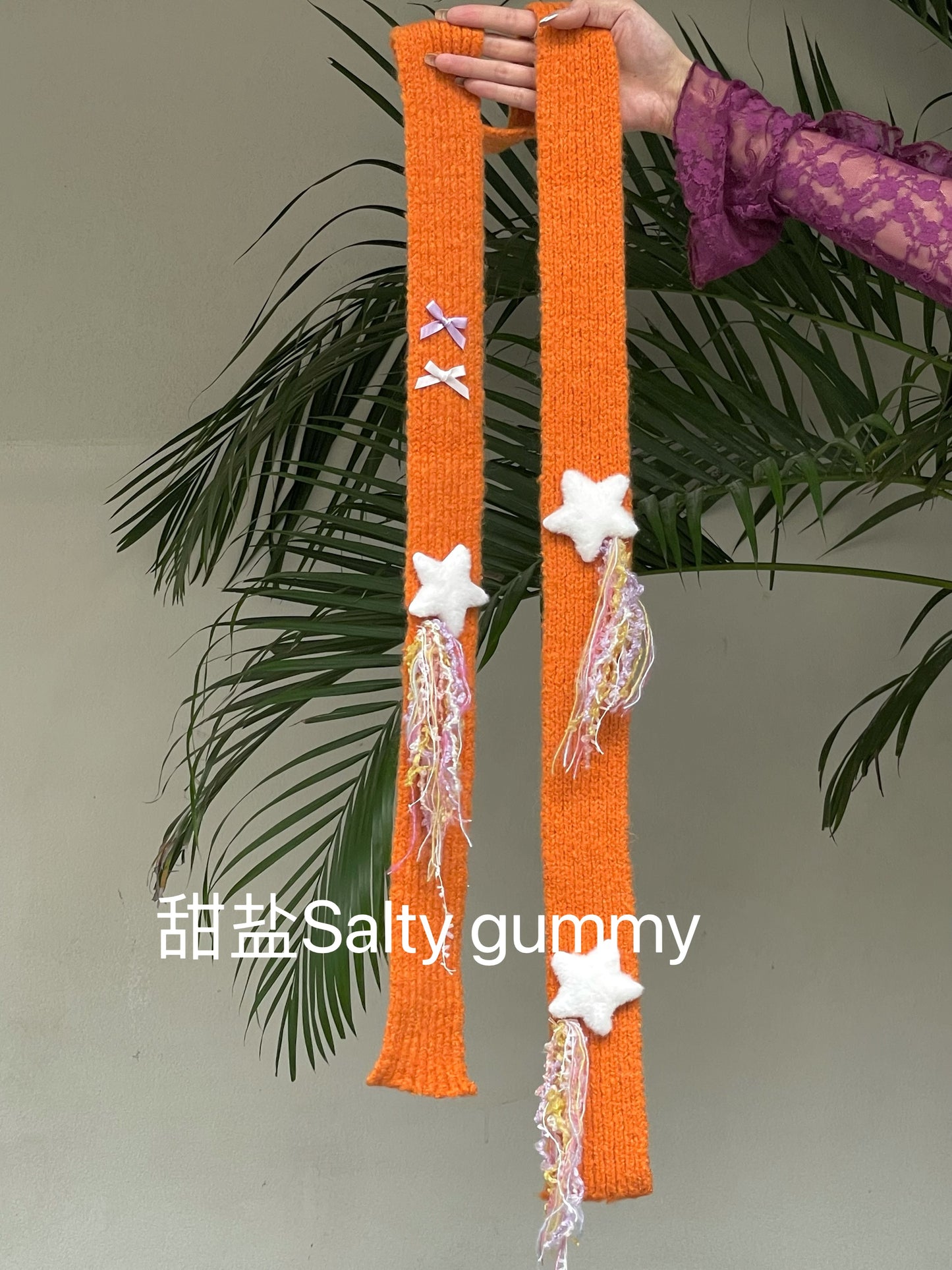 Salty Gummy - Y2K Long Knit Scarf Cute Playful Sweet Cool Aesthetic scarf Salty Gummy Orange
