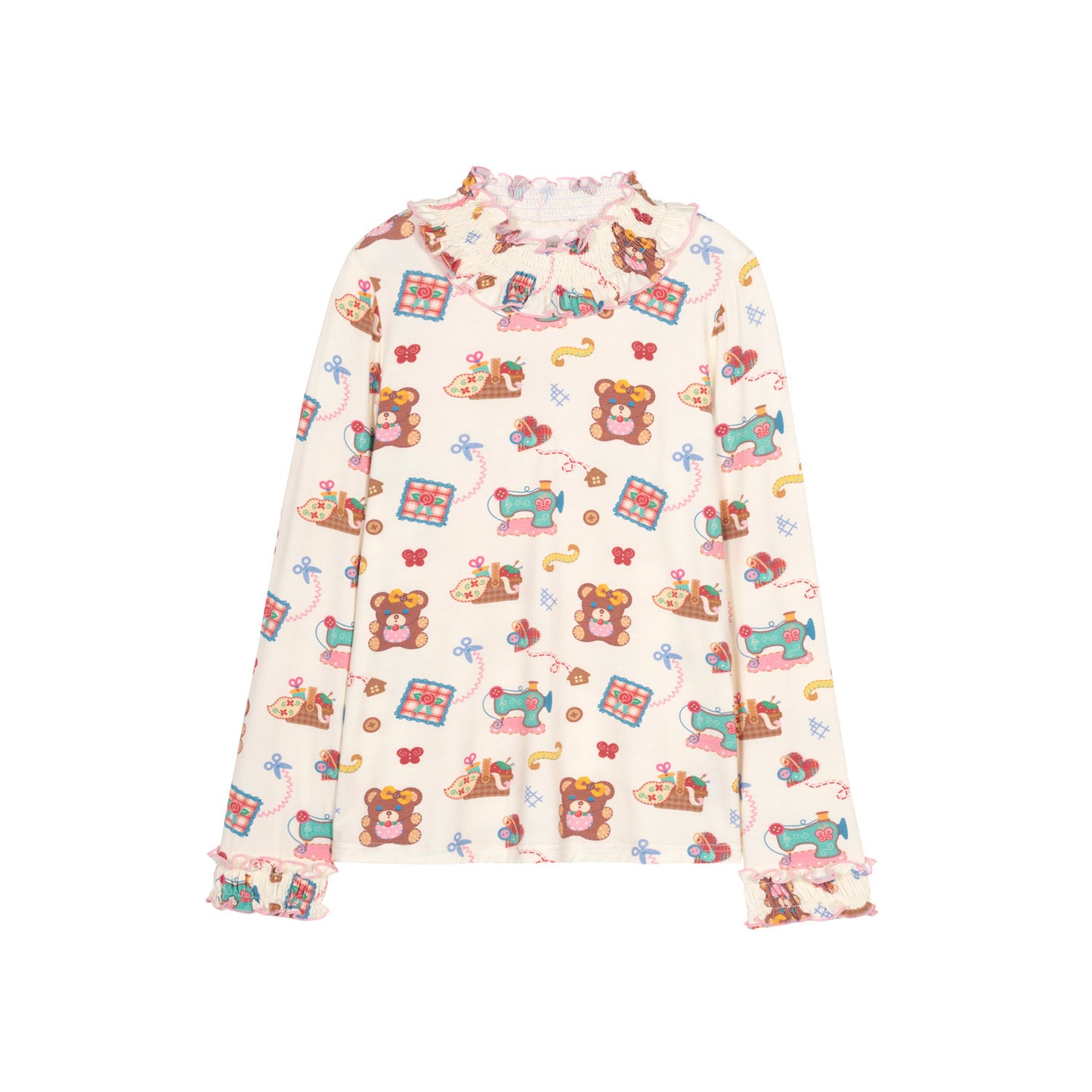 Lutra Jump - Decora Lace Collar Cotton Top shirt Lutra Jump Beige S