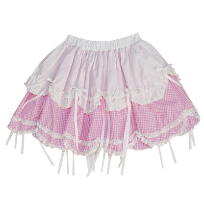 daytoday Everyday Institute - Kawaii Skirt Cotton Bow Layered skirt daytoday everyday institute Pink S