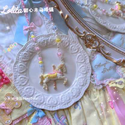 Bear Doll - Decora Kei Sweet Carousel Horse Necklace necklace Bear Doll Yellow Horse Necklace