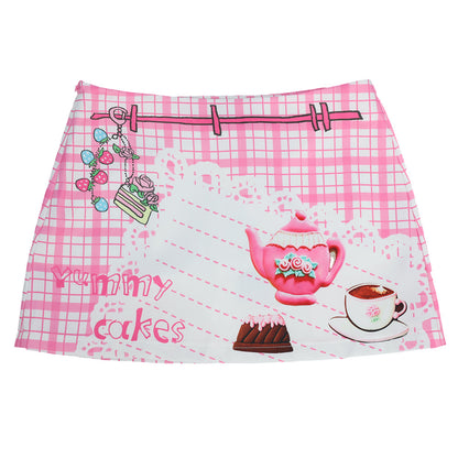 frufru - Mint Green/Pink Rose Print A-Line Skort skirt frufru Rose Red S