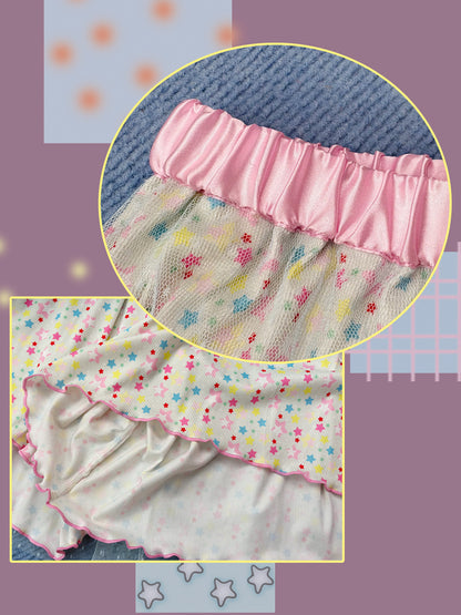 Shishihshop - Mesh Overlay Skirt Pants shorts shishihshop Star