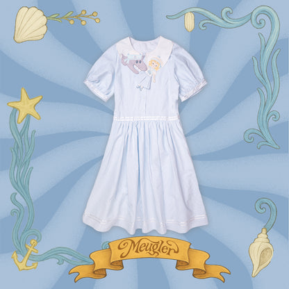 Meugler - Kawaii Dress Blue White Stripes dress Meugler