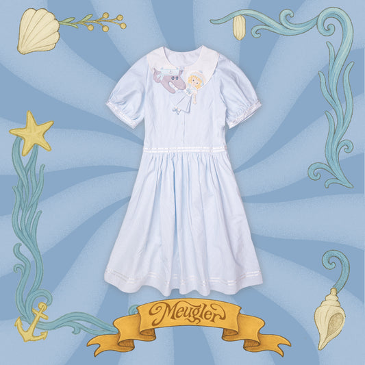Meugler - Kawaii Dress Blue White Stripes dress Meugler