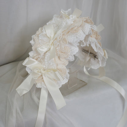 Maojiang - Vintage Kawaii Lace Headband headband maojiang Beige