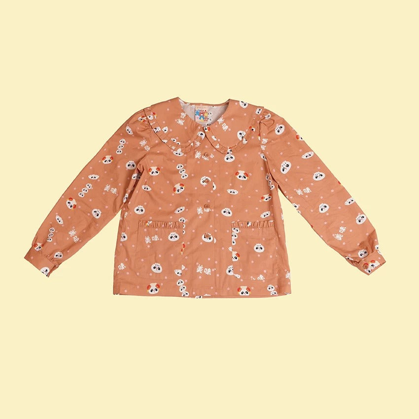 NIKKOU - Original Cotton Long-Sleeve Shirt Base Shirt shirt Nikkou home Brown S