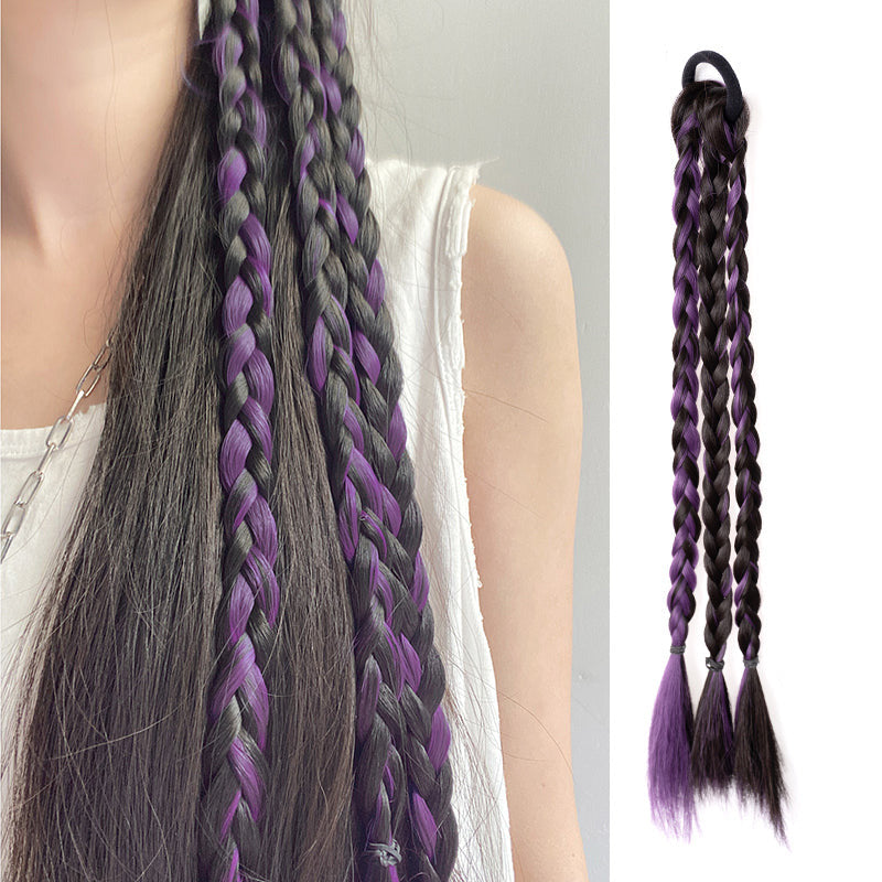 Y2K Boxer Braids Wig – Pre-Braided Ponytail wig Alice Garden Black Purple
